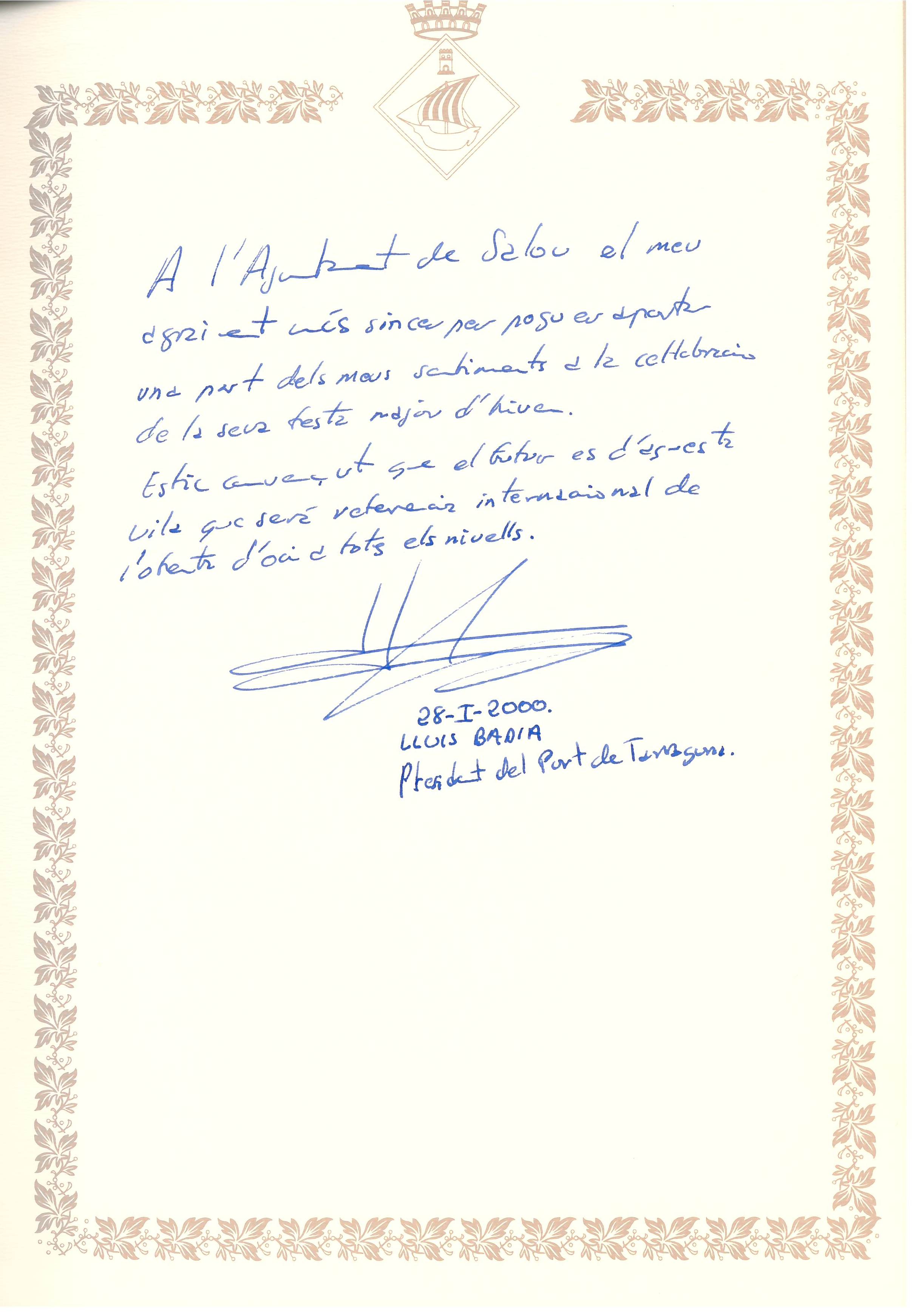 Lluis Badia, President del Port de Tarragona, 28-1-2000
