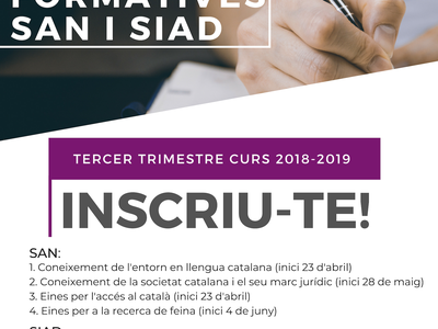 El SAN i el SIAD de Salou obren el període d’inscripció de les accions formatives del tercer trimestre del curs 2018-2019