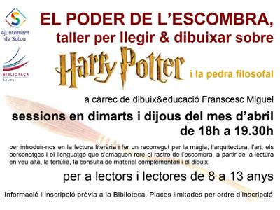 La Biblioteca inicia avui un cicle de tallers de lectura i dibuix dedicats a l’obra de Harry Potter “El poder de l’escombra”