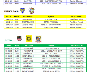Calendari de competicions esportives del cap de setmana 9-10 de febrer a Salou