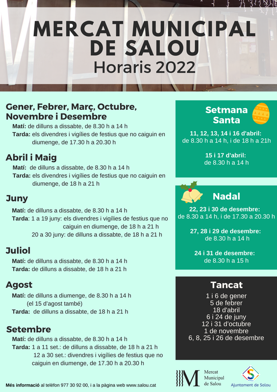 HORARI MERCAT MUNICIPAL 2022
