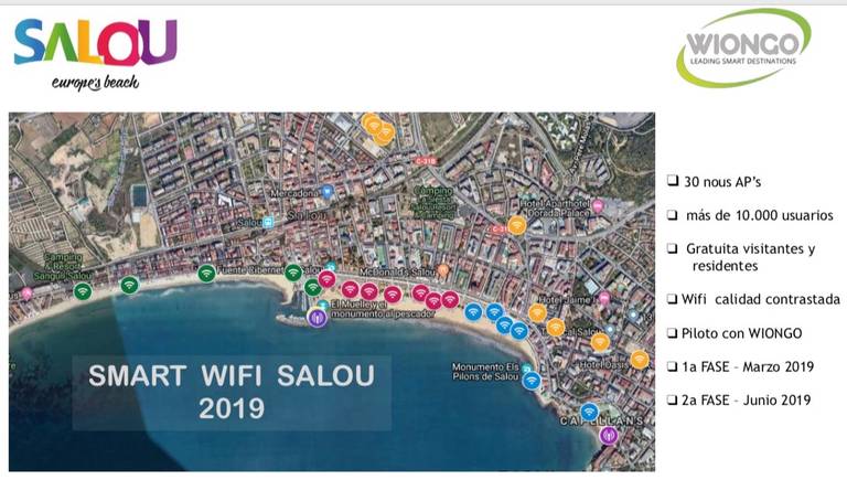 Mapa on es desplegaran els nous punts de SMART WIFI SALOU