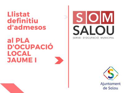 Llistat definitiu dels resultats del Pla d'Ocupació Jaume I 2018- Salou