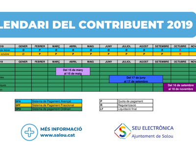 L’Ajuntament de Salou posa a disposició de la ciutadania el nou calendari del contribuent 2019