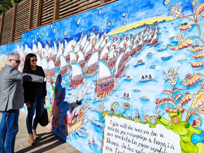 El Camí de Costa de Salou s'engalana amb un mural que retrata l'històric viatge de Rei Jaume I cap a Mallorca