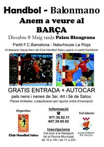 El Club de Handbol i l’Ajuntament de Salou porten als nens de 3er, 4art i 5è de primària a visitar el Palau Blaugrana