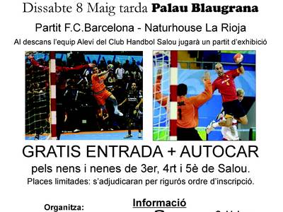 El Club de Handbol i l’Ajuntament de Salou porten als nens de 3er, 4art i 5è de primària a visitar el Palau Blaugrana