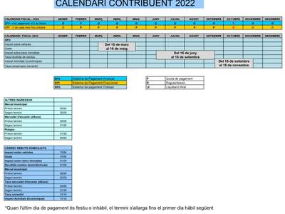 L'Ajuntament de Salou informa la ciutadania sobre el nou calendari del contribuent, per aquest any 2022