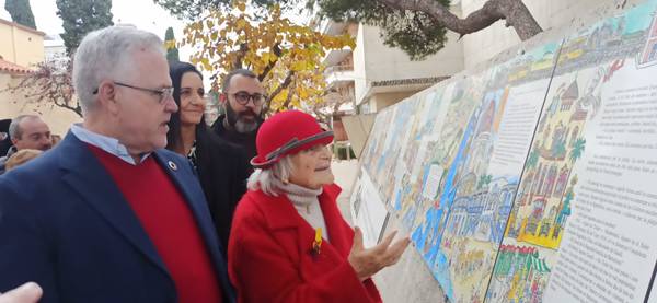Pilarin Bayés inaugura el seu tercer mural dedicat a 'la història de Salou'