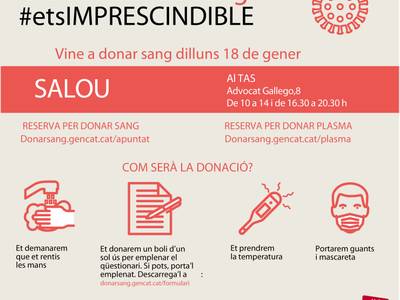 Salou acollirà una jornada de donació de sang i plasma aquest proper dilluns, dia 18 de gener
