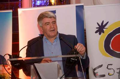 Eoghan Corry master of ceremonies at the Travel Extra travel journalist of the year awards.jpg