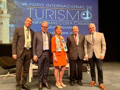 El alcalde de Salou, Pere Granados, explica en Maspalomas Costa Canaria la fórmula para combatir el 'overtourism'  y ser un destino sostenible