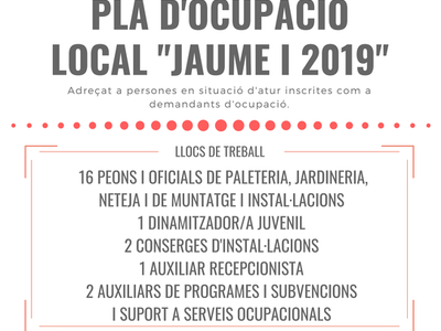 Listado definitivo de personas admitidas y excluidas del proceso selectivo convocado para el acceso al Plan de Empleo Local "Jaume I 2019" del Ayuntamiento de Salou
