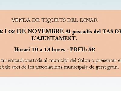 La ciudadanía salouense mayores de 65 años podrá disfrutar de un Almuerzo Homenaje por el XXIV Día Internacional de las Personas Mayores
