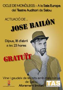 El actor, monologuista y humorista barcelonés José Bailón se sube al escenario del TAS