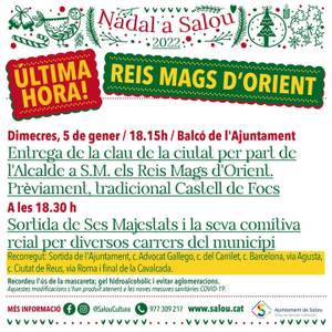 El Ayuntamiento de Salou informa sobre los cambios en el recorrido de la Cabalgata de Reyes, prevista para este miércoles, 5 de enero