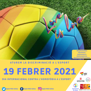 El Ayuntamiento de Salou se suma al Día Internacional contra la homofobia en el deporte, que se celebra mañana viernes, día 19 de febrero
