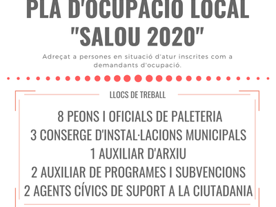 El Ayuntamiento impulsa el nuevo Pla d'Ocupació Local extraordinario 'Salou 2020', que dará trabajo a 16 personas del municipio