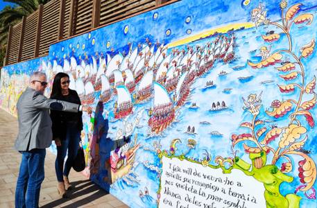 El Camino de Costa de Salou se engalana con un mural que retrata el histórico viaje de Rey Jaume I hacia Mallorca