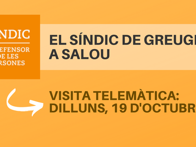 El Síndic de Greuges atenderá, de forma telemática, a la ciudadanía de Salou, el próximo lunes, 19 de octubre