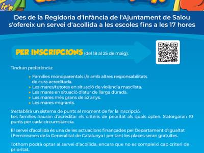 La concejalía de Infancia de Salou ofrece un nuevo servicio de acogida para los niños, durante el período de jornada intensiva de las escuelas
