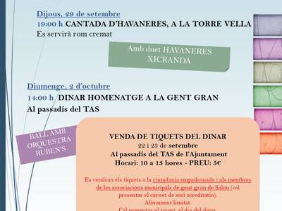 Salou celebra el XXVII Día Internacional de las Personas Mayores, con la tradicional comida, el próximo domingo, 2 de octubre