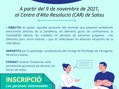 Salou ofrecerá Talleres de Salud Mental a la ciudadanía, a partir de este próximo martes, 9 de noviembre
