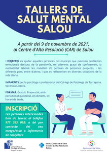 Salou ofrecerá Talleres de Salud Mental a la ciudadanía, a partir de este próximo martes, 9 de noviembre