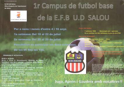 Salou organiza el primer campus de fútbol base de la UD Salou