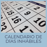 Calendario de días inhábiles